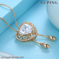 Xuping mujeres collar de oro en forma de corazón en línea China, 18k nueva joyería de imitación de diamante collar de piedra